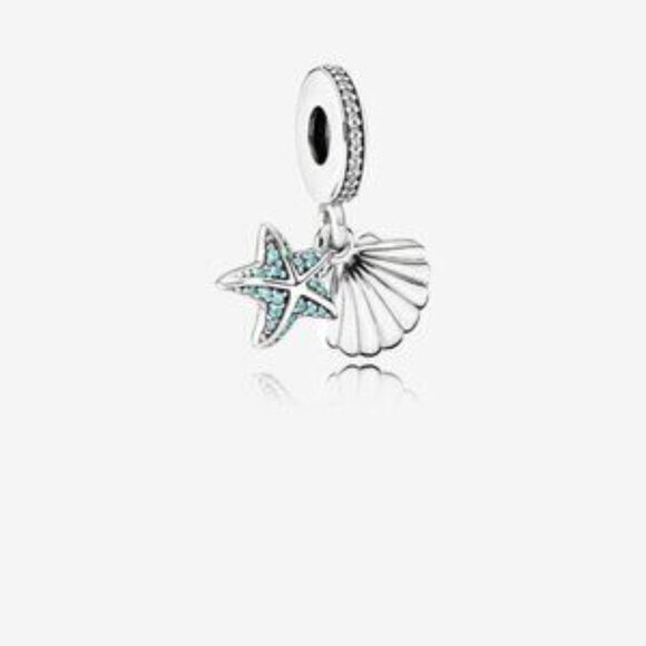 Starfish and Sea Shell Dangle Charm for Pandora Bracelet - Picture 4 of 5